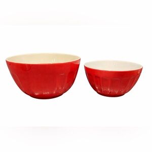 Red and Cream Ceramic Bowls Set